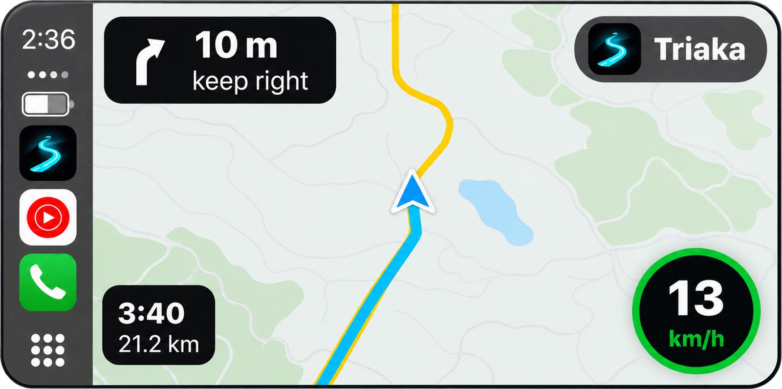 CarPlay corriendo TriakaMap en el auto