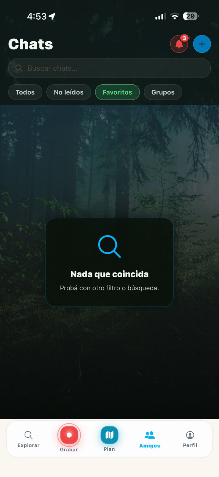 Pantalla de Chats de TriakaMap